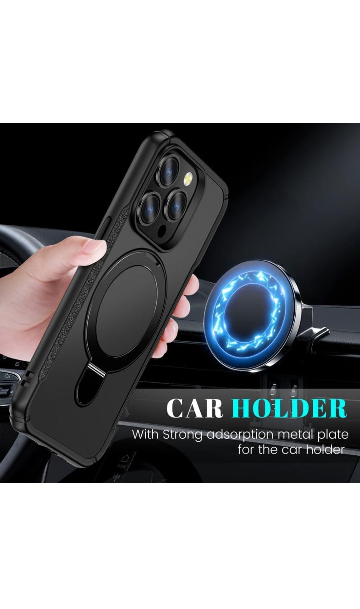 Rugged Armour Protection Case with 90° Rotating Ring Kickstand