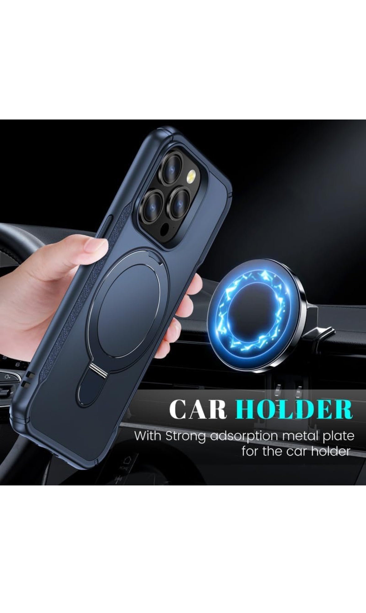 Rugged Armour Protection Case with 90° Rotating Ring Kickstand