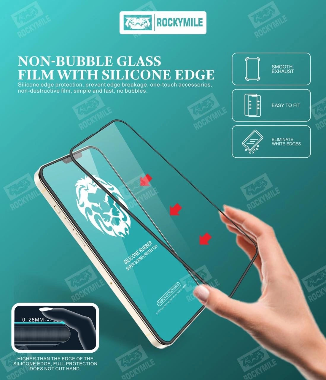 Rubber Silicon Edge Clear Tempered Glass