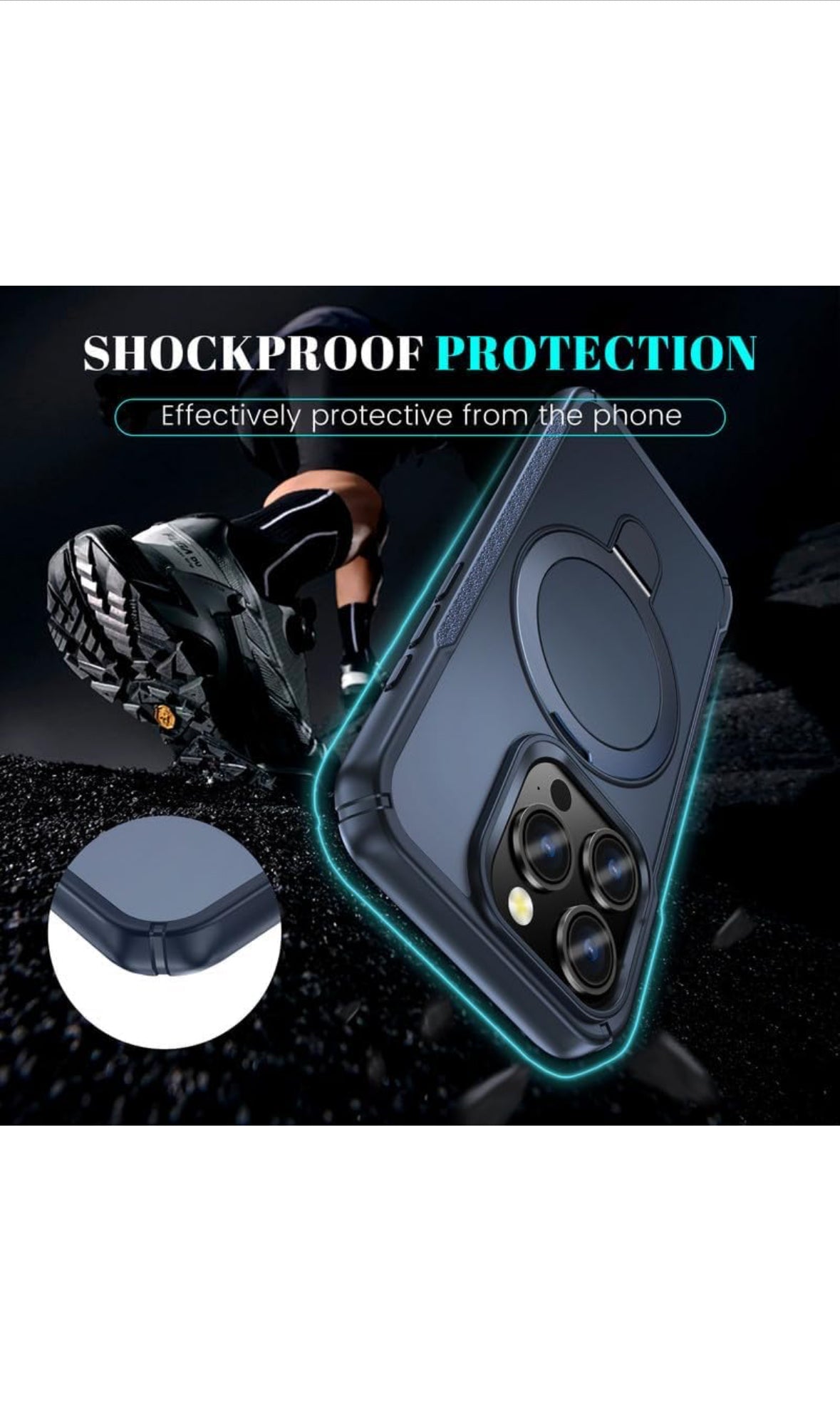 Rugged Armour Protection Case with 90° Rotating Ring Kickstand