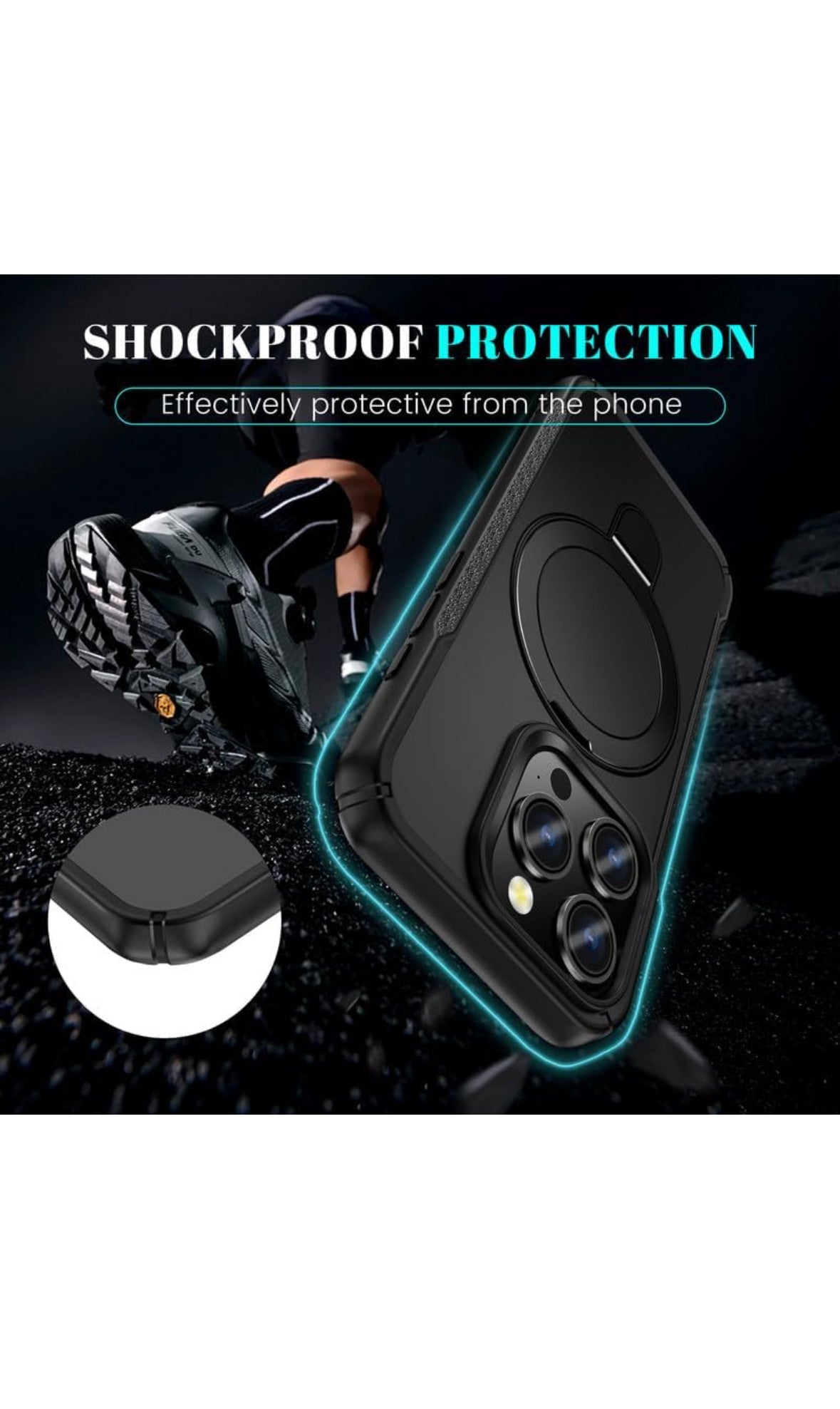 Rugged Armour Protection Case with 90° Rotating Ring Kickstand