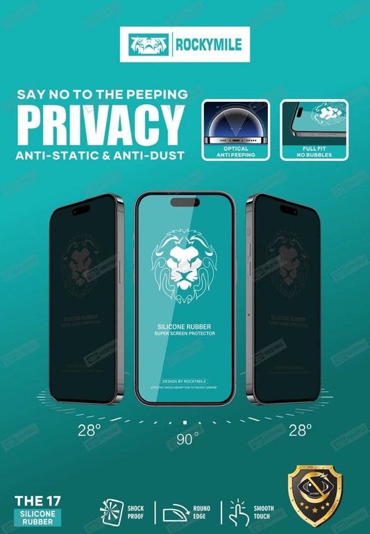 Rubber Silicon Edge Privacy Tempered Glass